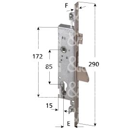 Cisa 46225250 serratura per montanti triplice scrocco piÙ catenaccio a  caduta e 25 foro sagomato ambidestra 1 mandate MALFATTI&TACCHINI GROUP