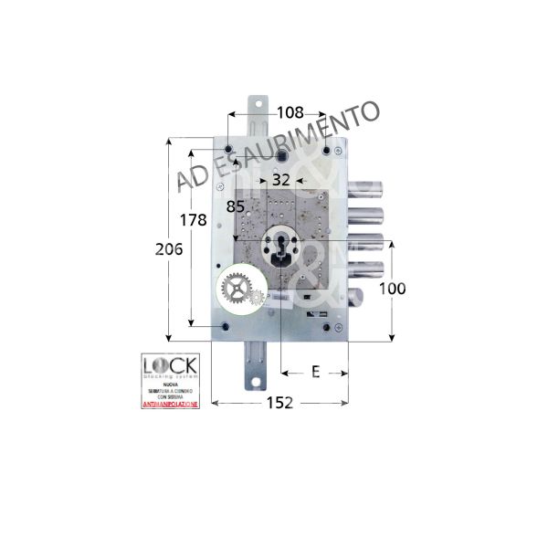 Atra 436irs serratura blindata a cilindro triplice e 73 sx 4 catenacci piÙ scrocco int. cat. 28 sporg. 3,5