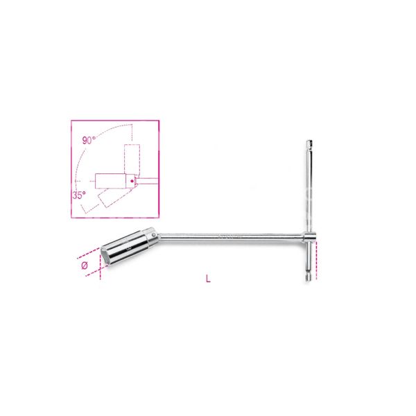 Beta 009570000 chiave a t snodata per candele art. 957 Ø mm 16 l mm 275