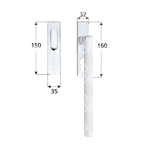 Brialma 402000528 maniglione art. 19100 alluminio argento satinato foro yale sezione quadra interasse mm 69 fissaggio mm 80