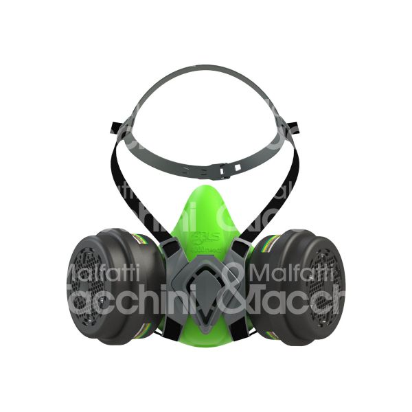 Bls 8002073 kit semimaschera bls 4400 next materiale silicone colore nera/verde livello di protezione abek 1p3 r gas-vapori organici e inorganici-acidi-ammoniaca-polvere-acido fluoridrico filtro bls 222