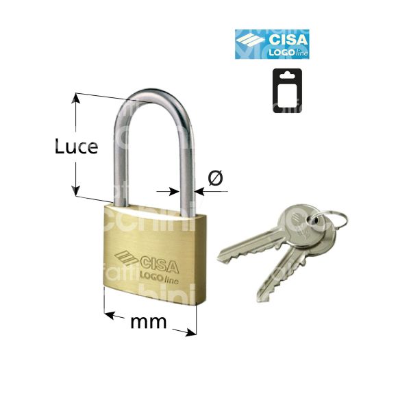 Cisa 406801240 lucchetto ad arco logo line mm 40 chiave piatta cifratura kd