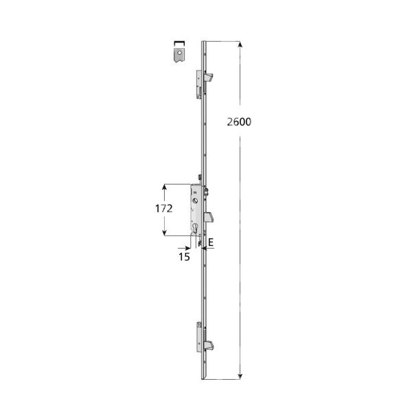 Cisa 46450300 multipunto meccaniche e 30 ambidestra catenaccio basculante foro sagomato frontale u 24 x 7