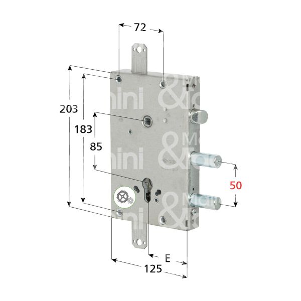 Cisa 56515450cd serratura blindata a cilindro triplice e 64 ambidestra 2 catenacci piÙ scrocco int. cat. 50 sporg. 15