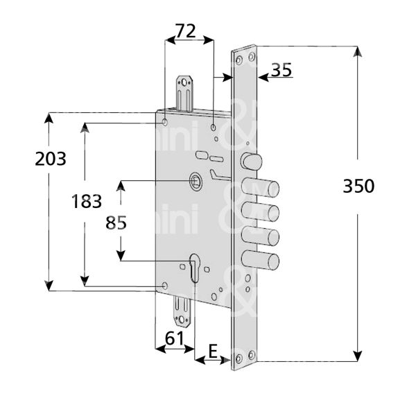 Cisa 56535280 serratura blindata a cilindro triplice e 67 ambidestra 4 catenacci piÙ scrocco int. cat. 28