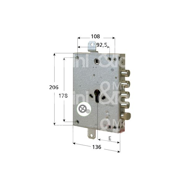 Cisa b6515480dh serratura blindata a cilindro triplice e 63 ambidestra 4 catenacci piÙ scrocco int. cat. 28 sporg. 14