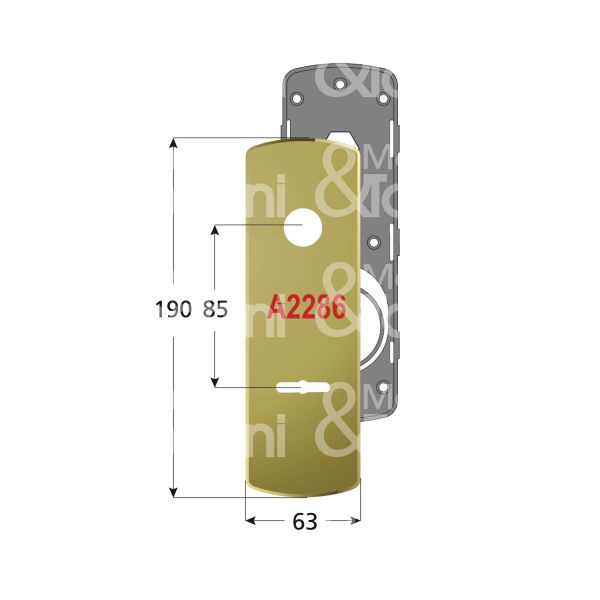 Disec ki2286pcl placca foro maniglia + doppia mappa cromo lucido interasse 85 mm 63 x 190