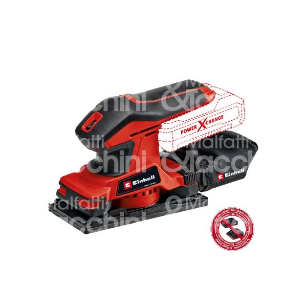 Einhell 4460725 levigatrice orbitale a batteria tc-os 18/187 li-solo linea x-change potenza 18 v batteria senza platorello mm 187x97 carta mm 187x97