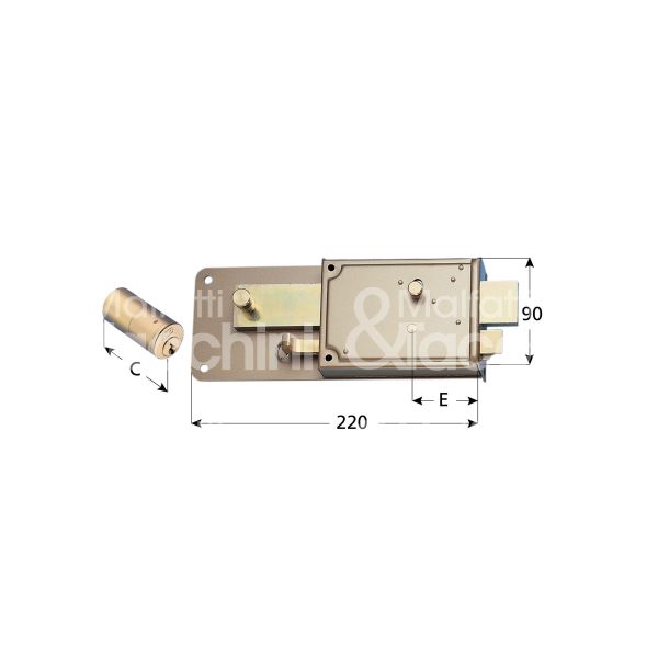 Fbd srl 281a60 ferroglietto 6 mandate e 60 dx cilindro tondo fisso chiave piatta sporg. cil. 50