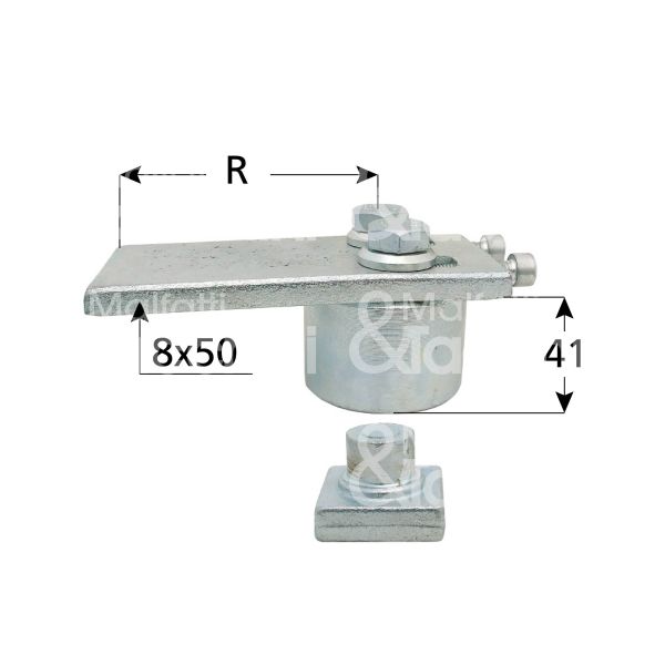 Ibfm 838 cardine superiore per cancelli art. 838 acciaio zincato regolabile si Ø mm 50 l mm 110 x h mm 33,5 portata 500 kg