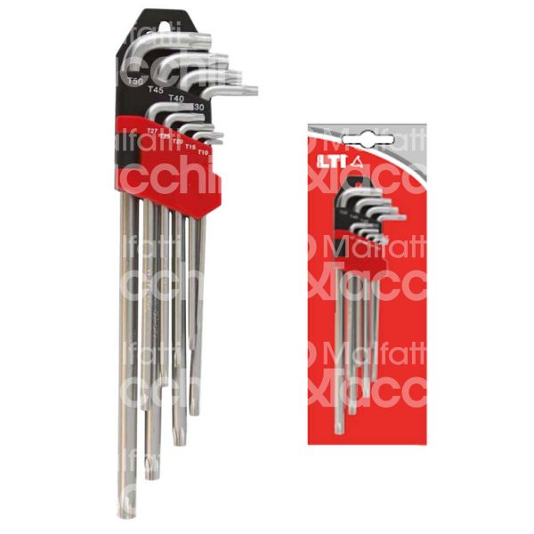 Krino 65101043 serie chiavi torx con foro lunghe art. 65101043 misura tx 10/tx 50 set pz 9