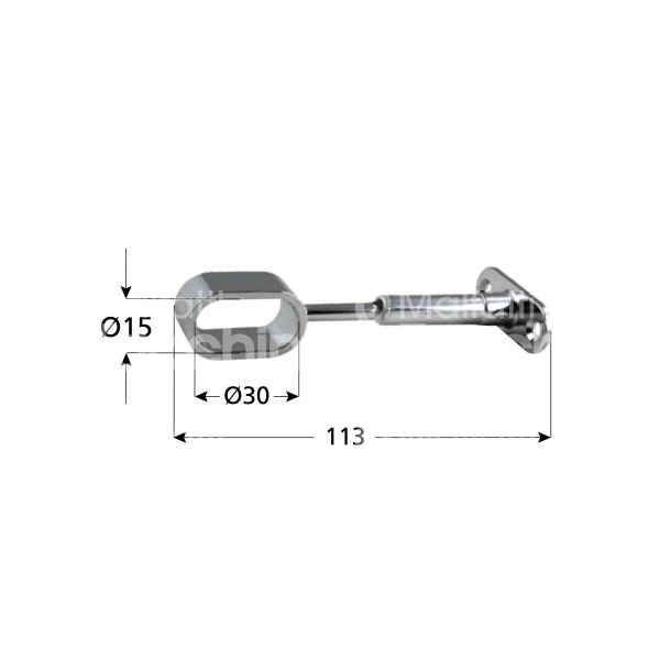 Metal group mg30211 reggitubo armadio art. mg30211 sezione ovale materiale zama cromato fissaggio centrale Ø mm 30x15