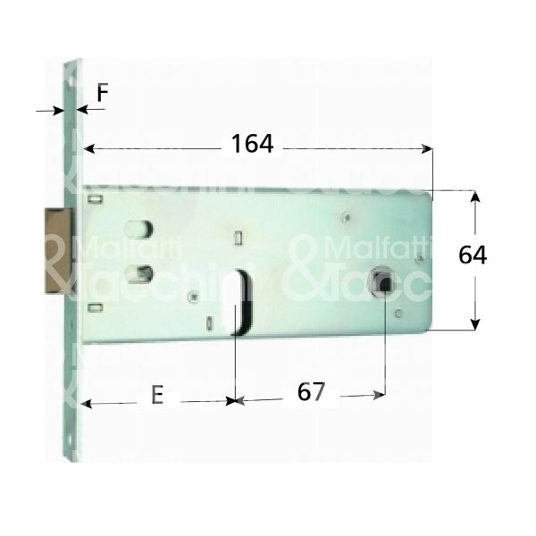 Mg 806701 serratura infilare per fasce 2 mandate cilindro ovale 70 laterale scrocco con mandata