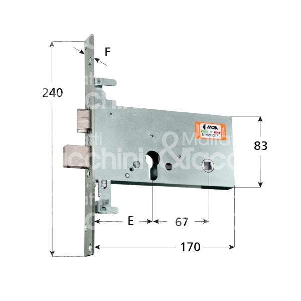 Moia ci97541rf serratura infilare per fasce 2 mandate cilindro sagomato 70 triplice catenaccio piÙ scrocco