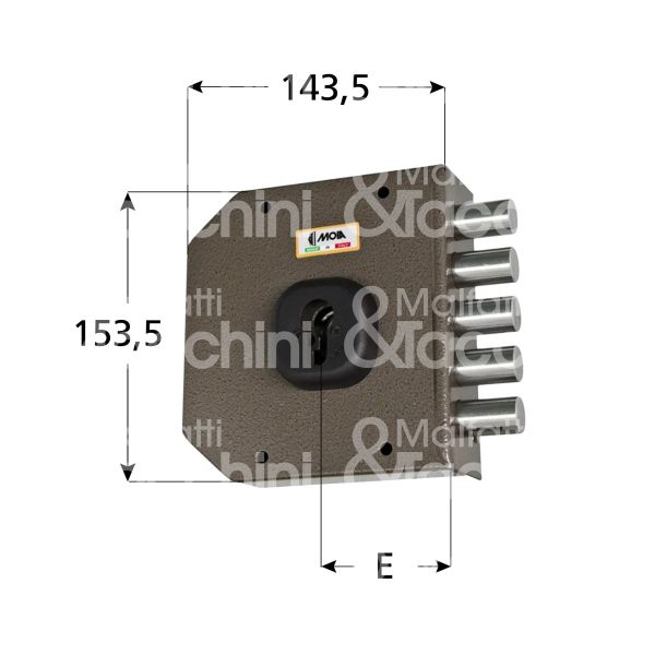 Moia g451dxb serratura applicare a cilindro laterale e 63 dx 5 catenacci int. cat. 25