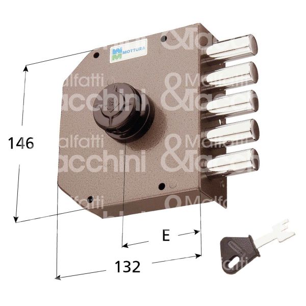 Mottura 30641dx serratura applicare pompa Ø 30 quintuplice e 63 5 catenacci int. fiss. 65 x 130