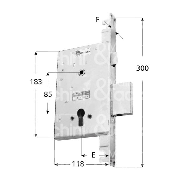 Mottura 898574060q serratura infilare per infissi legno/ferro 2 mandate cilindro sagomato 60 triplice catenaccio piÙ scrocco