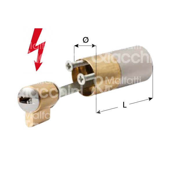 Mottura cp4sco199a cilindro per serratura elettrica 50 mm Ø 25 chiave protetta m&t profilo j2 nichel satinato