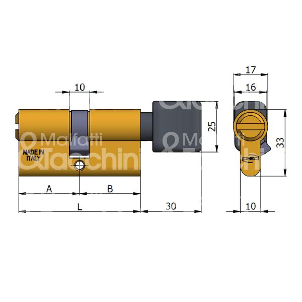 Omec 12505l sagomato 27 x 33 = 60 mm alluminio