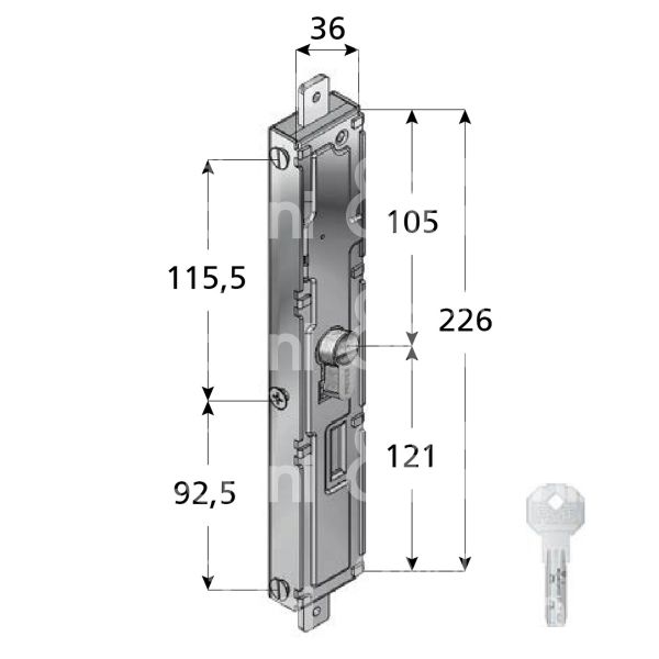 Prefer w6401020 serratura per cancello estensibile alto/basso ambidestra cilindro sagomato