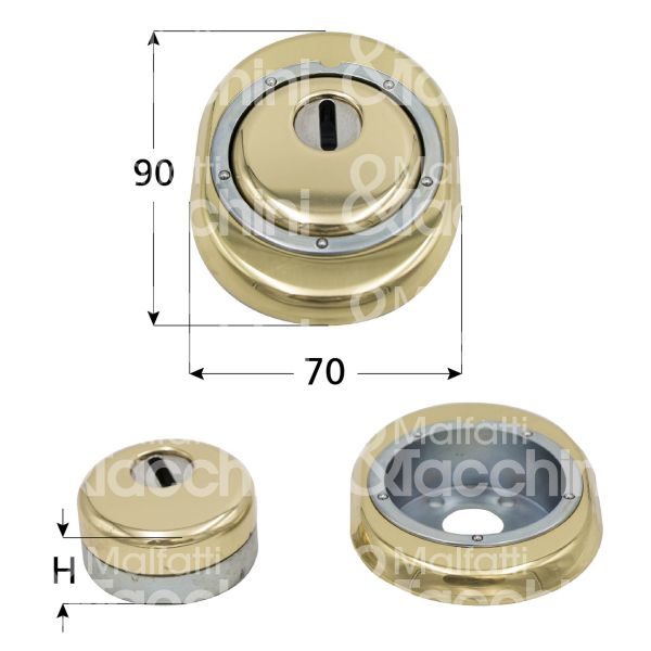 M&t 935 04035 protettore incasso interasse fori mm 38 misura Ø 54 profondita' mm 23,5 ottone lucido