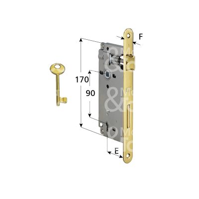 Agb b005912503 serratura patent bordo tondo e 25 int. man. 90 scrocco piÙ catenaccio ottonata