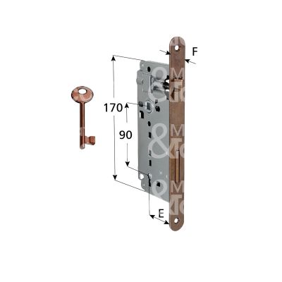 Agb b005912522 serratura patent bordo tondo e 25 int. man. 90 scrocco piÙ catenaccio bronzata