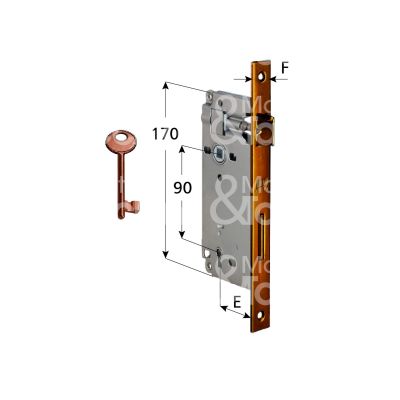 Agb b005922522 serratura patent bordo quadro e 25 int. man. 90 scrocco piÙ catenaccio bronzata