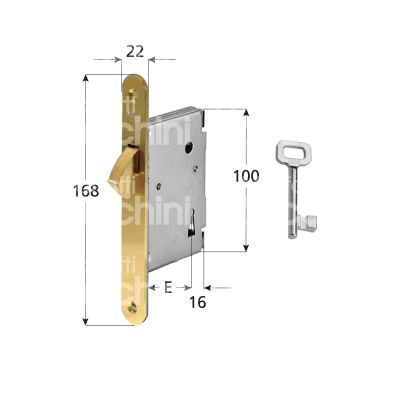 Agb b007014503 serratura infilare a gancio rientrante e 45 ambidestra per porte interne ottonata foro patent