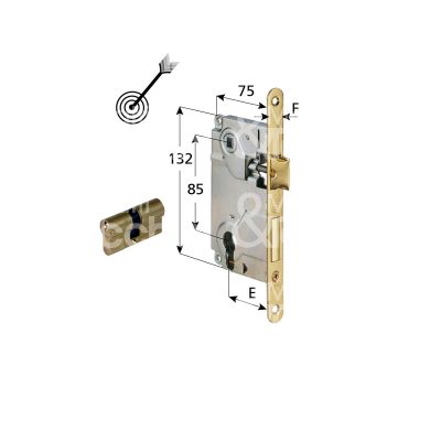 Agb b010255003 serratura patent centro bordo tondo e 50 int. man. 85 scrocco piÙ catenaccio ottonata