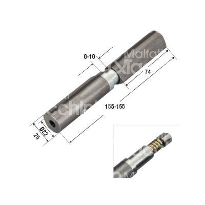 Aldeghi 1254155ss cerniera a saldare regolabile per porte blindate con molla art. 1254 mano sx sezione a goccia acciaio lucido l mm 155 - Ø mm 25