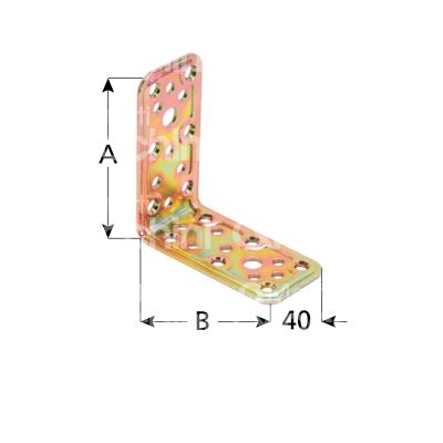 Aldeghi 746at44 lastrina angolo pesante stampata art. 746at44 acciaio tropicalizzato Ø fori mm 5,5 l mm 40 x 40 h mm 40 spessore mm 2,2