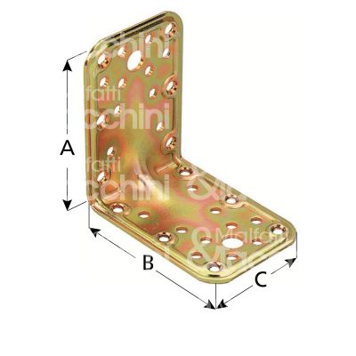 Aldeghi 773at99 lastrina angolo pesante stampata art. 773at99 acciaio tropicalizzato Ø fori mm 5,5 l mm 90 x 90 h mm 65 spessore mm 2,2