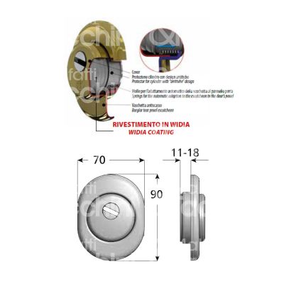 Azzi fausto f231118pvd protettore interasse fori mm 38 misura Ø 50 profondita' mm 11-18 pdv oro