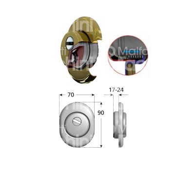 Azzi fausto f231724pvd protettore protezione cilindro regolabile antitubo interasse fori mm 38 misura Ø 50 profondita' mm 17-24 pdv oro