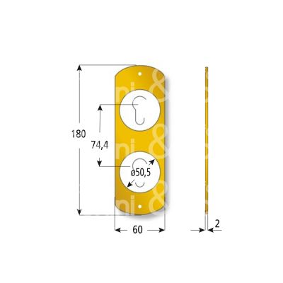 Azzi fausto pl112055ab placca foro doppio protettore alluminio bronzato interasse 74,4 mm 60 x 180 Ø 50,5