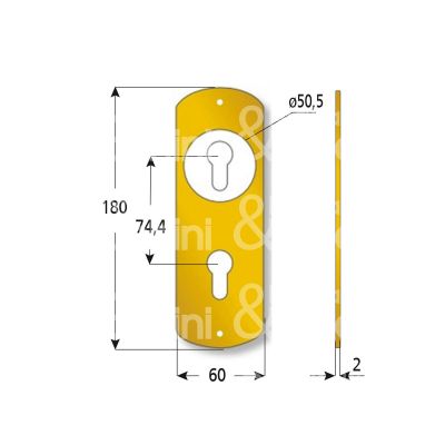 Azzi fausto pl11205yab placca foro protettore piu' cilindro alluminio bronzato interasse 74,4 mm 60 x 180 Ø 50,5