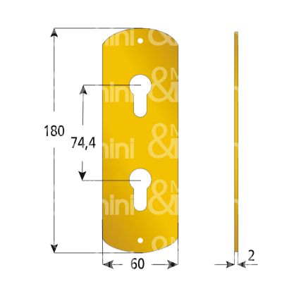 Azzi fausto pl1120yyab placca foro doppio cilindro alluminio bronzato interasse 74,4 mm 60 x 180