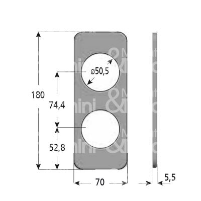 Azzi fausto plfiam1ab placca foro doppio protettore alluminio bronzato interasse 74,4 mm 70 x 180 Ø 50,5