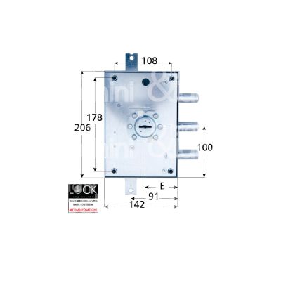 Atra 095dr serratura doppia mappa per blindata triplice e 63 dx 3 catenacci int. cat. 56 sporg. 3,5