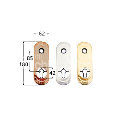 Atra 63par placca foro maniglia piÙ protettore argento interasse 85 mm 62 x 180 Ø 42