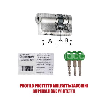 Atra cil5010 mezzo cilindro sagomato new power 50 x 10 = 60 mm chiave protetta m&t cifratura kd cromo satinato