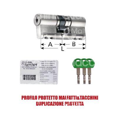 Atra cil3035 cilindro sagomato new power chiave/chiave 35 x 30 = 65 mm chiave protetta m&t cifratura kd cromo satinato