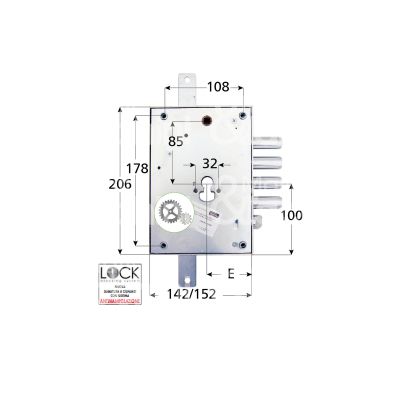 Atra imbne42d serratura blindata a cilindro triplice e 63 dx 4 catenacci piÙ scrocco int. cat. 28 sporg. 3,5