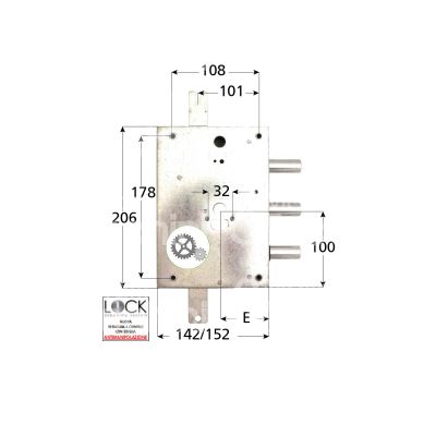 Atra ne4456d serratura blindata a cilindro triplice e 63 dx 3 catenacci int. cat. 56 sporg. 3,5