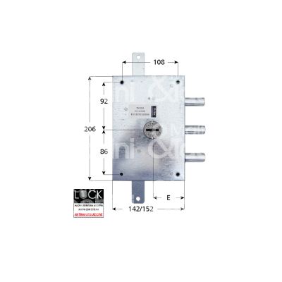 Atra ser70321se serratura doppia mappa per blindata triplice e 73 sx 3 catenacci int. cat. 56 sporg. 3,5