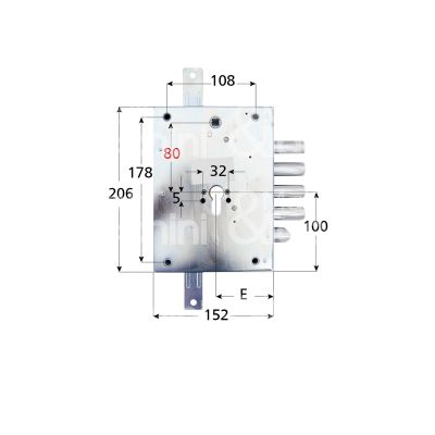 Atra serne01d serratura blindata a cilindro triplice e 73 dx 4 catenacci piÙ scrocco int. cat. 28 sporg. 3,5