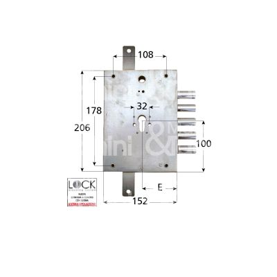 Atra serne07s serratura blindata a cilindro triplice e 73 sx 5 catenacci int. cat. 28 sporg. 3,5