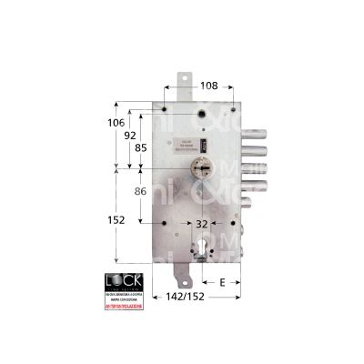 Atra serne181d serratura plurisistema con cilindro dipendente triplice e 63 dx 4 catenacci piÙ scrocco e 2 servizio int. cat. 28 sporg. 3,5