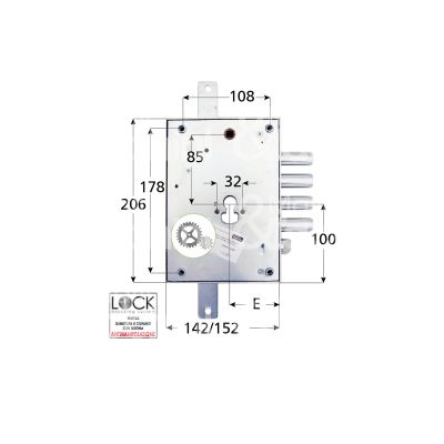 Atra serne42d serratura blindata a cilindro triplice e 63 dx 4 catenacci piÙ scrocco int. cat. 28 sporg. 3,5